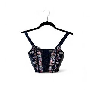 Victoria’s Secret  black floral bejeweled Corset Bra Top new corset bra xs